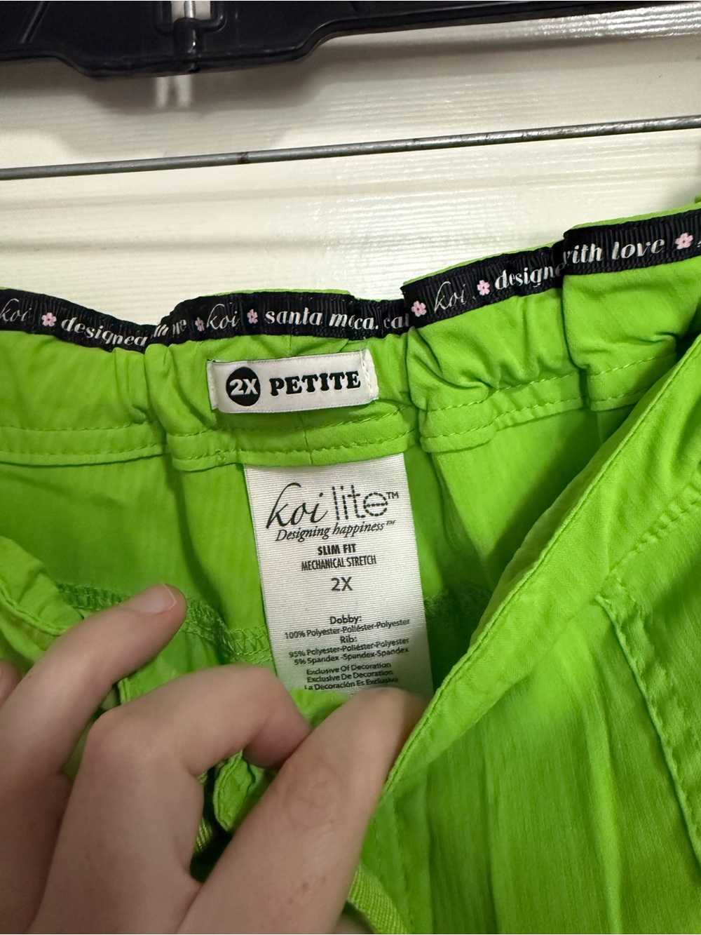 Koi Lite Slim Fit Scrub Pants in Neon Green - 2X Petite